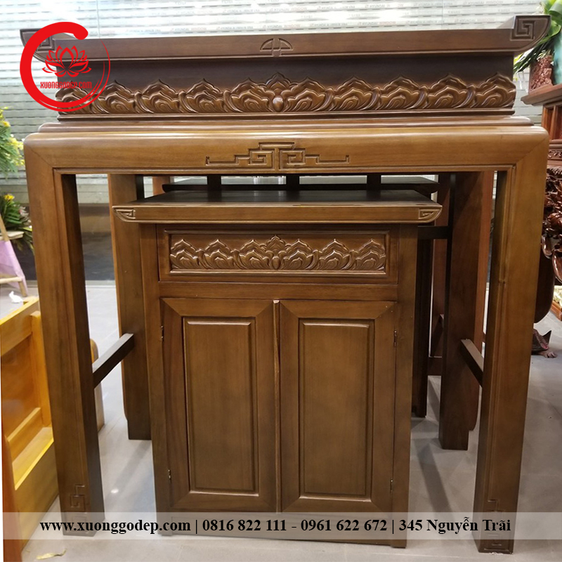 Bộ Tủ Thờ Chạm Hoa Sen BD0111